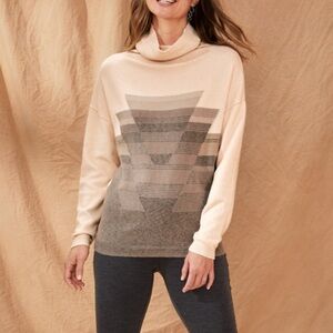 prAna Frosted Pine Sweater Women’s Medium Relaxed Funnel Neck Organic Cotton